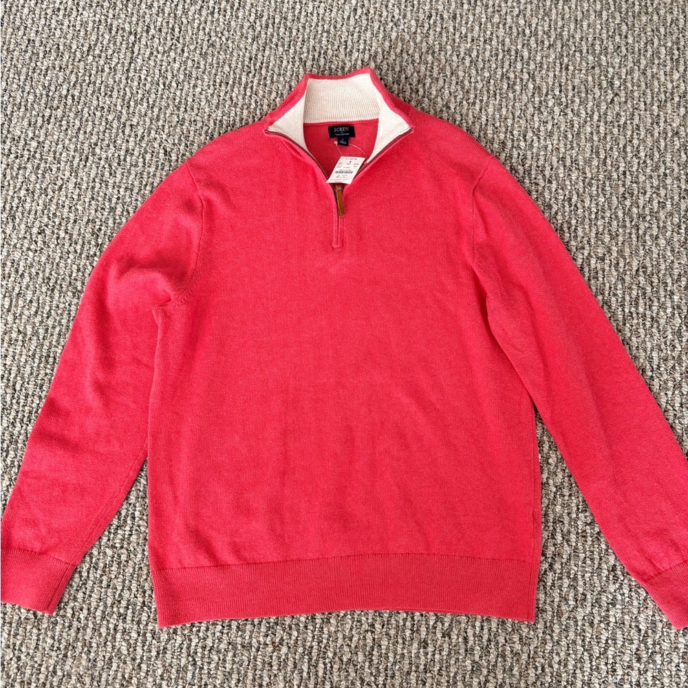 J. Crew Men's Coral Zip-Up Sweater 100% cotton